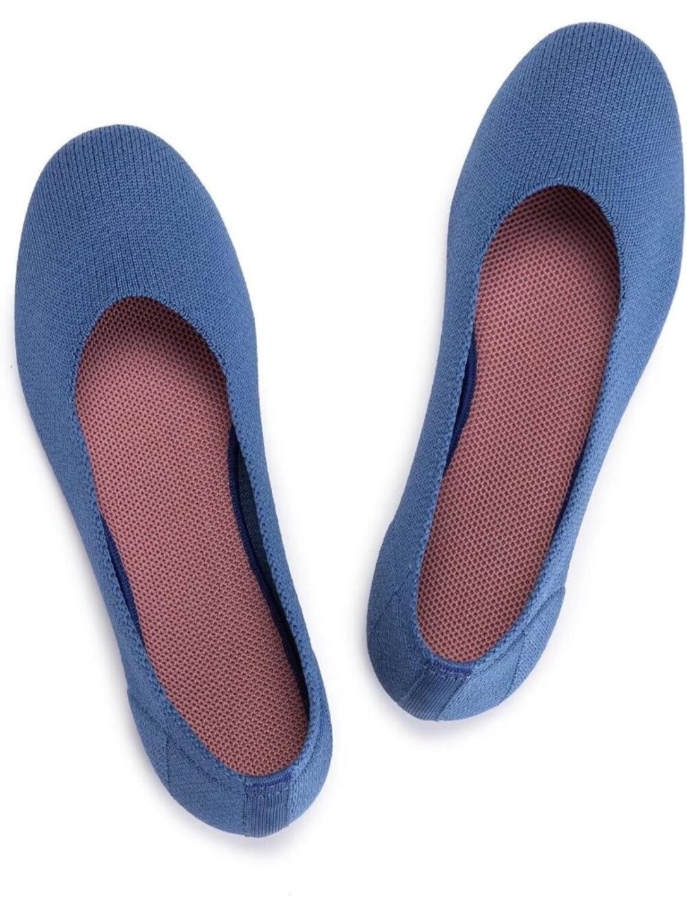 Womens Aqua Blue Knit Ballet Flat Shoes Knit Round Toe Slip On Ballerina Flats